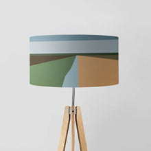 Load image into Gallery viewer, Fen Drum Lampshade, 45cm (18") diameter, featuring a serene fen landscape with lush greens, perfect for home decor