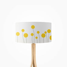 Load image into Gallery viewer, Yellow Flowers with Spikes Drum Lampshade, 35cm (14") diameter, featuring vibrant yellow floral design with spiked accents, perfect for home decor