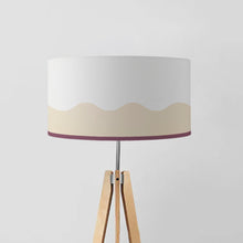 Load image into Gallery viewer, Geometric Sand Waves Drum Lampshade, 45cm (18") diameter, featuring a modern sand-colored wave pattern, perfect for home decor