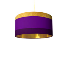 Load image into Gallery viewer, Gold, Lilac, and Purple Lines drum lampshade 45cm with gold lining