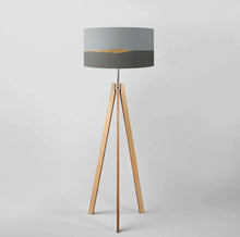 Load image into Gallery viewer, Large 16 and 18 inch Goldmine fabric drum lampshade, contemporary design