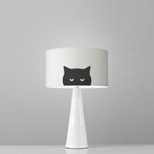 Load image into Gallery viewer, Cute black cat face drum lampshade, grumpy expression, 10 or 12 inch diameter