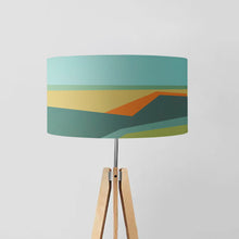 Load image into Gallery viewer, Harvest Drum Lampshade, 45cm (18") diameter, featuring a vibrant autumn harvest scene with golden crops, perfect for home decor