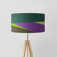 Load image into Gallery viewer, Lavender Field Drum Lampshade, 45cm (18") diameter, featuring a serene purple lavender landscape, perfect for home decor
