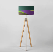 Load image into Gallery viewer, Drum Lampshade, Lavender Field design, 45cm (18") diameter, featuring a serene floral landscape with purple tones, ideal for decor enthusiasts
