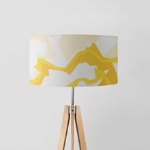 Load image into Gallery viewer, Marble with Yellow-Orange Pattern Drum Lampshade, 45cm (18") diameter, featuring a stylish marble design with vibrant yellow-orange accents, perfect for home decor
