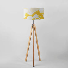 Load image into Gallery viewer, Drum Lampshade, Marble with Yellow-Orange Pattern design, 45cm (18") diameter, featuring a sophisticated marble texture with bold yellow-orange tones, ideal for decor enthusiasts