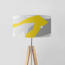Load image into Gallery viewer, Marble with Yellow Pattern Drum Lampshade, 45cm (18") diameter, featuring an elegant marble design with vibrant yellow accents, perfect for home decor
