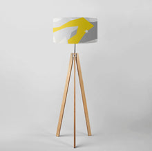 Load image into Gallery viewer, Marble with Yellow Pattern Drum Lampshade, 18-inch (45cm) diameter, displaying a sophisticated marble effect with bright yellow hues, suited for chic lighting