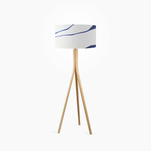 Load image into Gallery viewer, Melting Glacier Drum Lampshade, 14-inch (35cm) diameter, displaying a vivid glacier design with icy hues, suited for stylish lighting