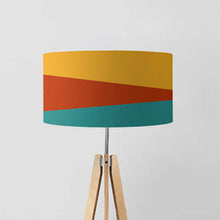 Load image into Gallery viewer, Mustard, Terracotta and Tiffany Blue striped drum lampshade, 45cm handmade