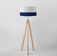 Load image into Gallery viewer, Hand-painted navy and gold drum lampshade, 45cm diameter statement shade