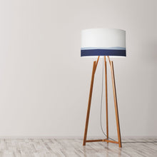 Load image into Gallery viewer, Night Ocean Drum Lampshade, 40cm (16") diameter, featuring a serene moonlit ocean scene with deep blues and starry reflections, perfect for home decor