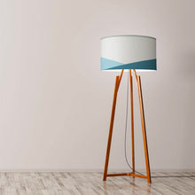 Load image into Gallery viewer, Ocean Drum Lampshade, 40cm (16") diameter, featuring a serene ocean wave design with vibrant blues, perfect for home decor