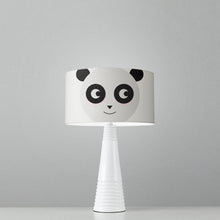 Load image into Gallery viewer, Panda Drum Lampshade, 25cm (10") diameter, featuring a charming panda design with playful black and white tones, perfect for home decor