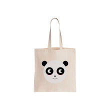 Load image into Gallery viewer, Eco Panda Tote Bag made from recycled cotton, showcasing an adorable panda design with vibrant details, ideal for environmental-conscious users