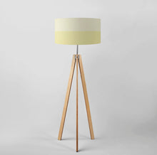 Load image into Gallery viewer, Large 18 inch Yellow Pastel Stripes fabric drum lampshade, decorative home shade