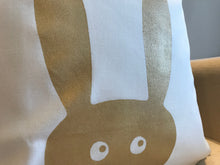 Load image into Gallery viewer, Square cotton cushion cover 20x20” featuring whimsical rabbit illustration