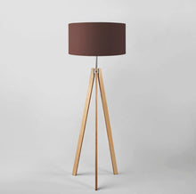 Load image into Gallery viewer, Custom dark brown fabric lampshade, unique handcrafted home light
