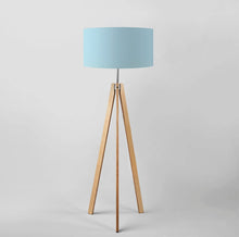 Load image into Gallery viewer, Custom light blue fabric lampshade, unique handcrafted home light