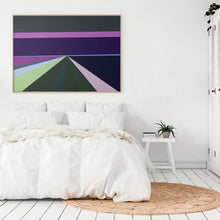 Load image into Gallery viewer, Purple Sunset artwork print, minimalist sunset design, limited edition 100
