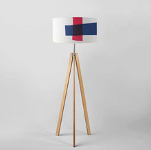 Load image into Gallery viewer, Contemporary red and blue mixture fabric lampshade, 45cm drum shade