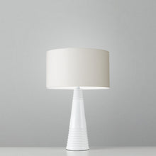 Load image into Gallery viewer, Plain White Cotton Drum Lampshade, 25cm (10") diameter, featuring a clean solid white cotton fabric, perfect for minimalist home decor