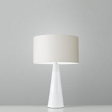 Load image into Gallery viewer, Limited Edition Off-White Silk Lampshade, 25cm (10") wide, showcasing a smooth silk texture with subtle sheen, ideal for modern interiors