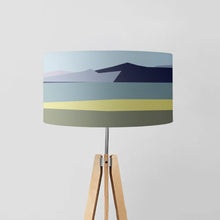 Load image into Gallery viewer, Storm and Wheat Drum Lampshade, 45cm (18") diameter, featuring a dramatic stormy sky over golden wheat fields, perfect for home decor