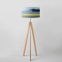 Load image into Gallery viewer, Storm and Wheat Drum Lampshade, 18-inch (45cm) diameter, displaying a striking storm over wheat fields with rich tones, suited for elegant lighting