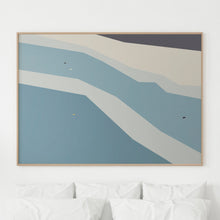 Load image into Gallery viewer, Limited Edition 'Swimmer's' Art Print, numbered 1 to 100, featuring a dynamic aquatic scene with vibrant blues, perfect for art collectors