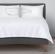 Load image into Gallery viewer, Cotton pillowcase with whale pair design, standard housewife size